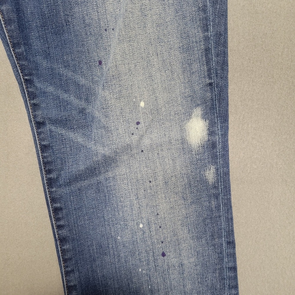 Madewell Jeans Women 31 Blue Wash Paint Splatter Distressed Skinny Leg Casual - Picture 10 of 16